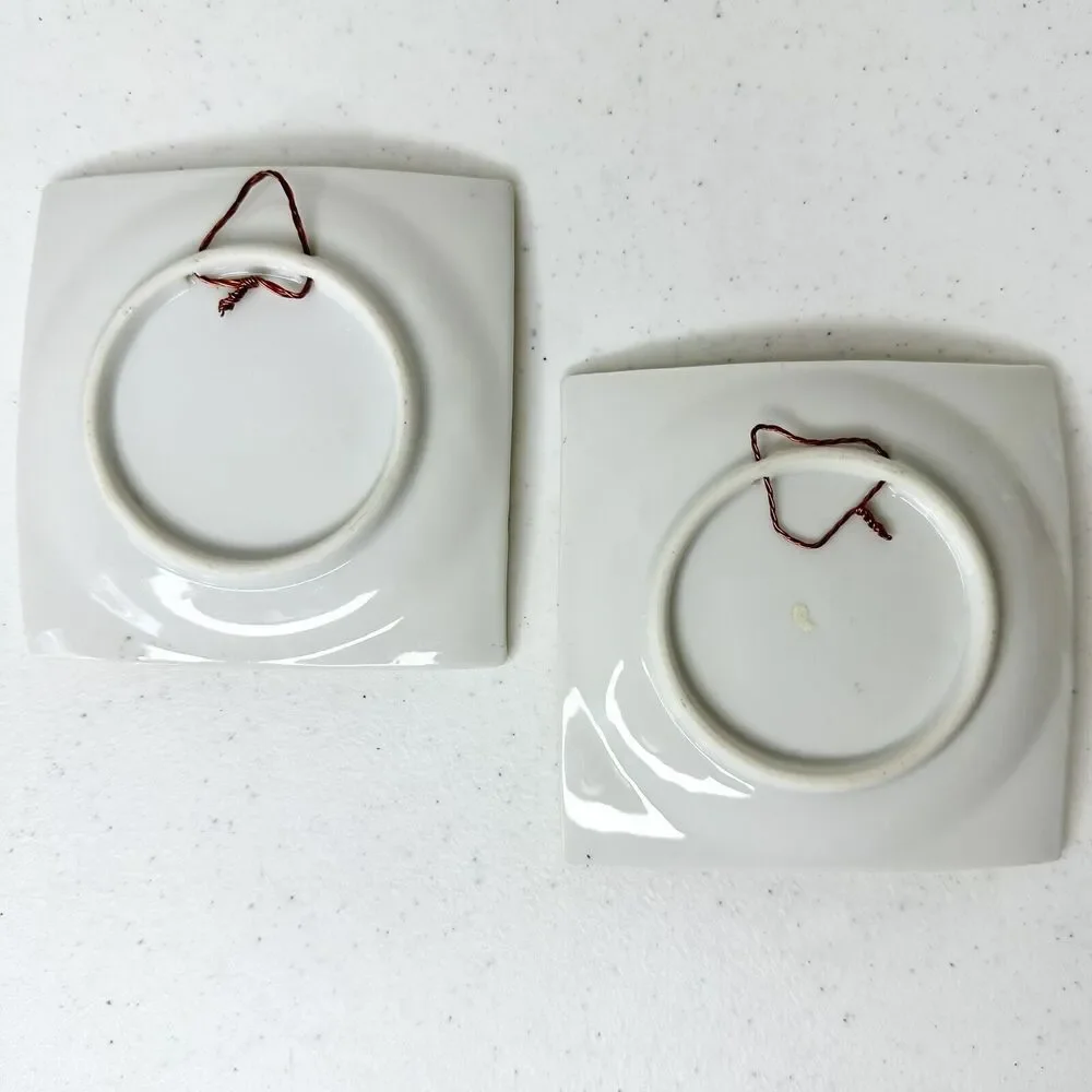 2 Vtg 1950's Small Square Trinket Dish/Hanging‎ Hummel Mini Decor Jewelry